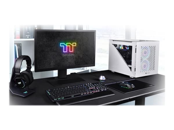 Thermaltake Divider 200 TG Air Snow - Micro case - micro ATX - sidepanel med vindu (herdet glass) - ingen strømforsyning (PS/2) - hvit - USB/lyd Hvit