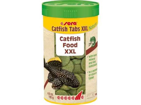 sera Catfish Tabs XXL Nature, Akvaariokala, Kuiva kalanruoka, Tabletti, A-vitamiini, B1-vitamiini, B2-vitamiini, C-vitamiini, D3-vitamiini, E-vitamii