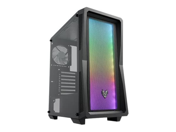 FSP CMT212A - Mid tower - ATX - sidepanel med vindu (herdet glass) - ingen strømforsyning (ATX) - svart - USB/lyd