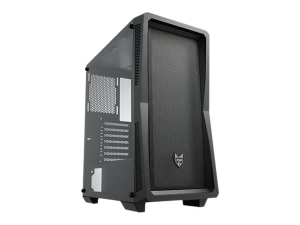 FSP CMT212A - Mid tower - ATX - sidepanel med vindu (herdet glass) - ingen strømforsyning (ATX) - svart - USB/lyd