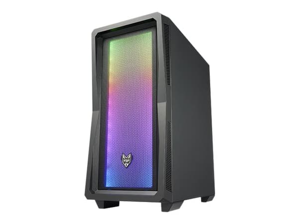 FSP CMT212A - Mid tower - ATX - genomskinlig sidopanel (härdat glas) - ingen strömförsörjning (ATX) - svart - USB/ljud Svart