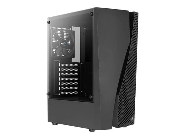 AeroCool Wave-G-BK-v1 - Mid tower - ATX - genomskinlig sidopanel (härdat glas) - ingen strömförsörjning (ATX) - svart - USB/ljud Svart