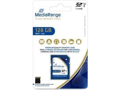 MediaRange MR969 - Flashminnekort - 128 GB - UHS-I / Class10 - SDXC - blå