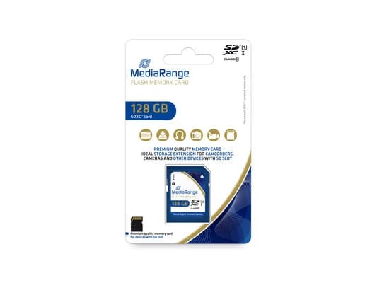 MediaRange MR969 - Flashminnekort - 128 GB - UHS-I / Class10 - SDXC - blå