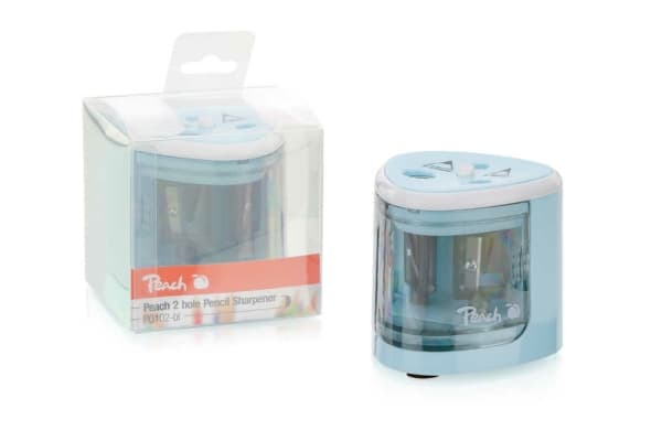 Peach PO102, Elektrisk pennvässare, Blå, Vit, 1,2 cm, 6 mm, Batteri
