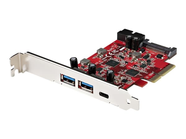StarTech.com 5-Port USB PCIe Card, 10Gbps USB 3.1 Gen 2 PCIe Card w/ 1x USB-C & 2x USB-A, 1x 2 Port IDC (Internal 5Gbps USB Header Expansion), USB C Rød