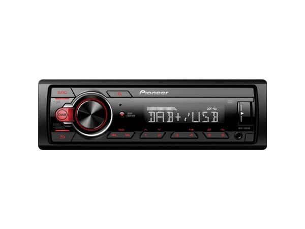 Pioneer MVH-130DAB, Svart, Röd, 1 DIN, 200 W, 50 W, Android, Rotations-