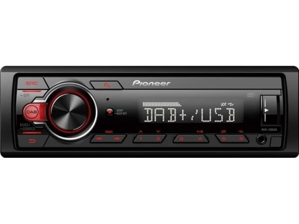 Pioneer MVH-130DAB, Svart, Röd, 1 DIN, 200 W, 50 W, Android, Rotations-