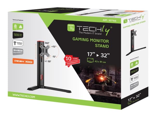 Techly ICA-LCD G32 montering/stativ for skjerm 81,3 cm (32") Frittstående Sort, Rød Sort, Rød