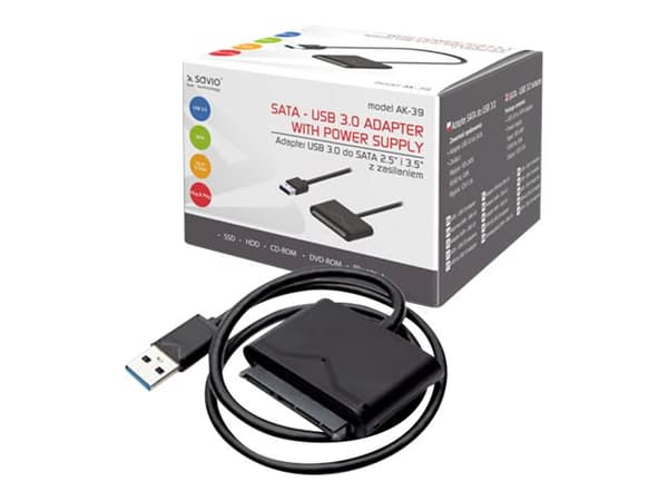 SAVIO AK-39 USB 3.0 - SATA III Sort