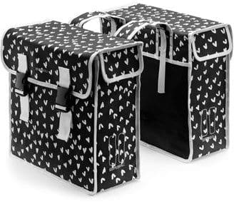 BASIL Double city bag BASIL MARA XL 35L, fastening with straps, waterproof polyester, black heart dots (NEW) - BAS-17698