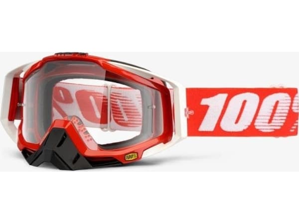 100% Goggles 100% RACECRAFT FIRE RED (Anti-Fog Transparent Glass + 10 Skidding) (NEW)