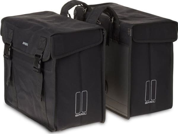 Basil BASIL Double City Pannier KAVAN XL DOUBLE BAG 65L, fastening with straps, waterproof tarpaulin, black