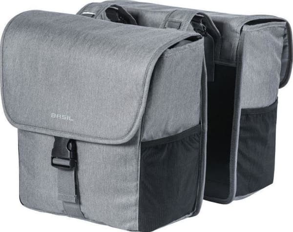 Basil city double bag BASIL GO DOUBLE BAG 32L, hihnakiinnitys, harmaa (UUTUUS)