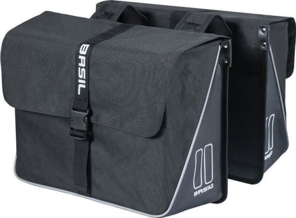 BASIL Double Urban Pannier BASIL FORTE DOUBLE BAG 35L, Universal Bridge System, waterproof tarpaulin and polyester, black (NEW)