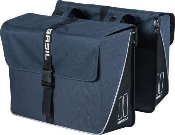BASIL Double Urban Pannier BASIL FORTE DOUBLE BAG 35L, Universal Bridge System, waterproof tarpaulin and polyester, navy blue-black (NEW)
