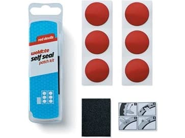 Weldtite däckplåster PUNCTURE RED DEVILS SELF SEAL PATCH KIT 6 x självhäftande plåster låda med 25 (WLD-1036)