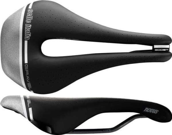 Selle ITALIA NOVUS BOOST GRAVEL TECH SUPERFLOW S satula (id match - S3) TI 316 Tube 7, fibra-tek, 255g musta-harmaa (UUTUUS)
