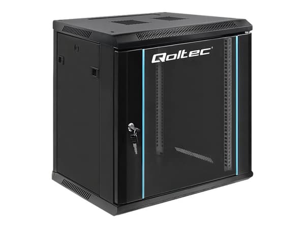 Qoltec - Rack skåp - svart - 12U - 19"
