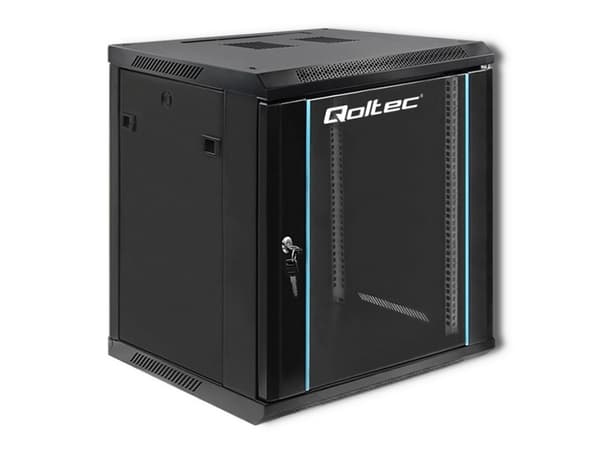 Qoltec - Rack skåp - svart - 12U - 19"