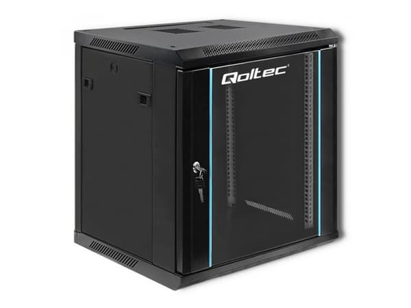 Qoltec - Rack skåp - svart - 12U - 19"