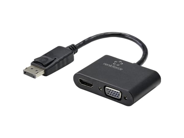 Renkforce RF-4505752, DisplayPort, 1x HDMI + 1x VGA, 3840 x 2160 piksler, Sort, 60 Hz, 1 stykker