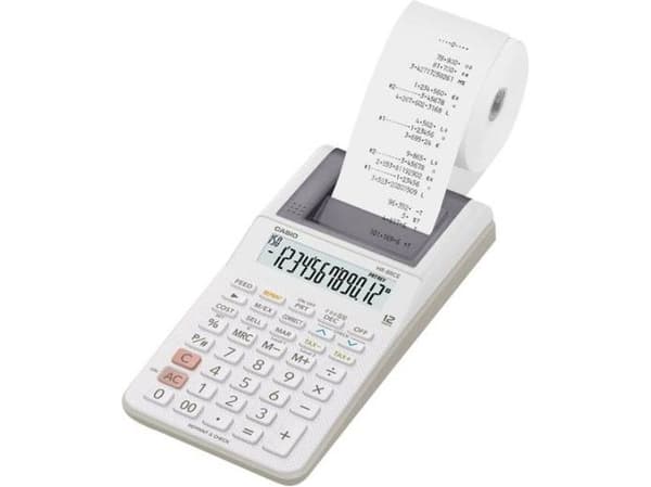 Casio HR-8RCE, Skrivbord, Utskrift, 12 siffror, 1 linjer, Batteri, Vit