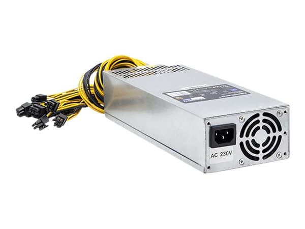 Qoltec - Strømforsyning (intern) - 80 PLUS Gold - AC 230 V - 1600 watt - sølv