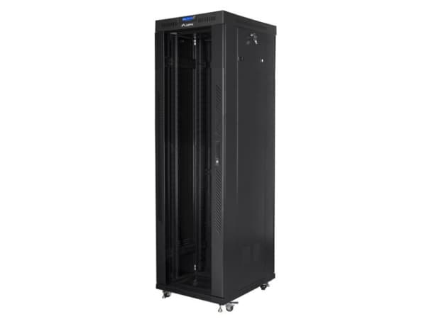 Lanberg - Rack skåp - med 4 kylfläktar, skärm - svart, RAL 9004 - 42U - 19"