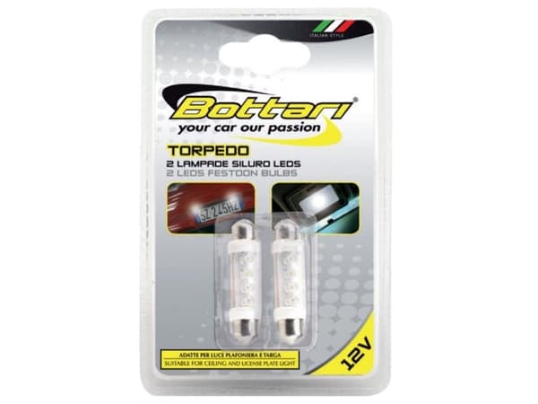 Bottari 2 Festoon Bulbs 4 White Leds Torpedo