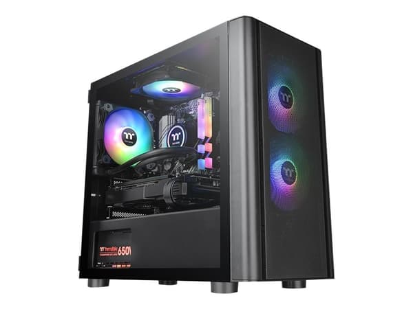 Thermaltake V Series V150 - TG ARGB Breeze Edition - tower - micro ATX - genomskinlig sidopanel (härdat glas) - ingen strömförsörjning (PS/2) - svart Svart