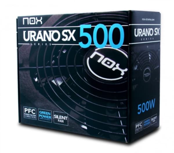 NOX Urano SX, 500 W, 230 V, 50 Hz, 4 A, +12V,+3.3V,+5V,+5Vsb,-12V, passiv