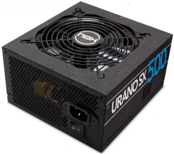 NOX Urano SX, 500 W, 230 V, 50 Hz, 4 A, +12V,+3.3V,+5V,+5Vsb,-12V, passiv Svart
