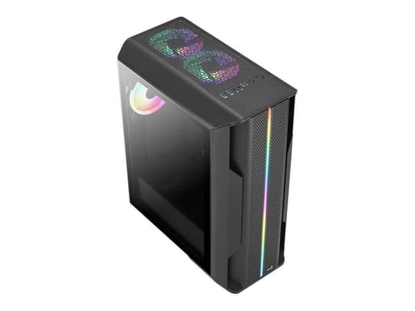 AeroCool Splinter Duo - Mid tower - ATX - genomskinlig sidopanel (härdat glas) - svart - USB/ljud