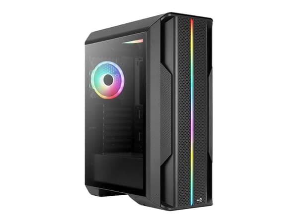 AeroCool Splinter Duo - Mid tower - ATX - genomskinlig sidopanel (härdat glas) - svart - USB/ljud