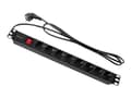 Pikkukuva 2 / 5: Qoltec - pistorasia (rack-versio) - AC 220-240 V - 3680 Watt - tulo: teho CEE 7/7 - lähtöliittimet: 8 (8 x CEE 7/3) - 1U - 19" - 2 m johto - musta