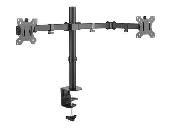 TECHly DESK 100 - Monteringssats (bordsställ) - för 2 monitorer - stål - svart - skärmstorlek: 13"-32" - klämma, monterbar