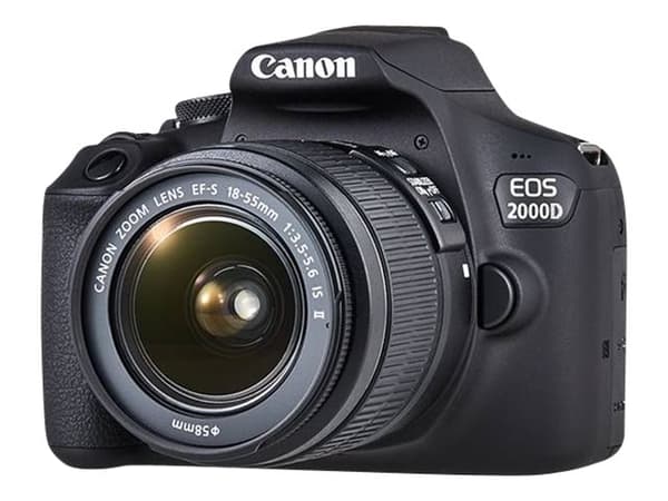 Canon EOS 2000D - Digitalkamera - SLR - 24.1 MP - APS-C - 1080 p / 30 fps - 3optisk x-zoom EF-S 18-55 mm III og EF 75-300 mm III linser - Wi-Fi, NFC