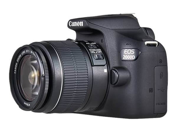 Canon EOS 2000D - Digitalkamera - SLR - 24.1 MP - APS-C - 1080 p / 30 fps - 3optisk x-zoom EF-S 18-55 mm III og EF 75-300 mm III linser - Wi-Fi, NFC