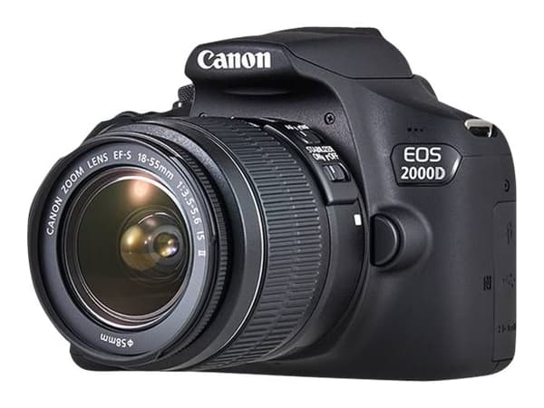 Canon EOS 2000D - Digitalkamera - SLR - 24.1 MP - APS-C - 1080 p / 30 fps - 3optisk x-zoom EF-S 18-55 mm III og EF 75-300 mm III linser - Wi-Fi, NFC Sort