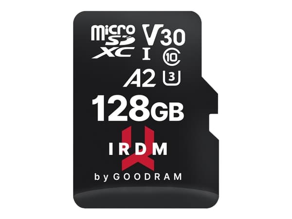 GOODRAM IRDM M2AA - Flashminnekort (microSDXC til SD-adapter inkludert) - 128 GB - A2 / Video Class V30 / UHS-I U3 - microSDXC UHS-I