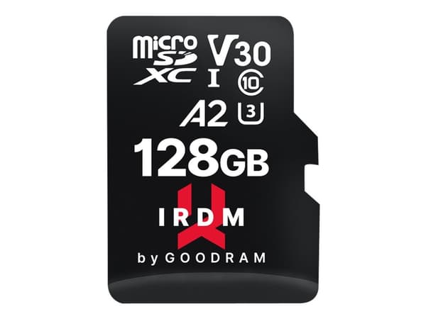 GOODRAM IRDM M2AA - Flashminnekort (microSDXC til SD-adapter inkludert) - 128 GB - A2 / Video Class V30 / UHS-I U3 - microSDXC UHS-I