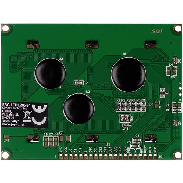 Joy-it LCD-display Vit Blå 128 x 64 Pixel (B x H x D) 93 x 70 x 12 mm