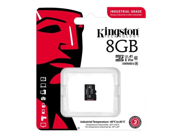 Kingston Industrial - Flash-minneskort - 8 GB - A1 / Video Class V30 / UHS-I U3 / Class10 - microSDHC UHS-I