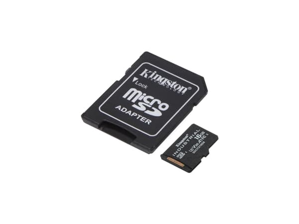 Kingston Industrial - Flash-minneskort (adapter, microSDHC till SD inkluderad) - 16 GB - A1 / Video Class V30 / UHS-I U3 / Class10 - microSDHC UHS-I