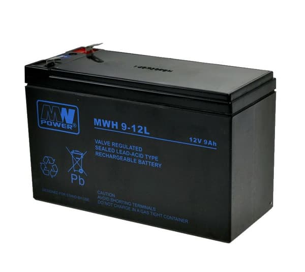 MW Power MWH 9-12L, 12 V, 1 stykker, Sort, 9 Ah, 2,75 kg, 151 mm