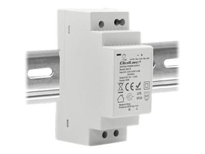 Qoltec - Strømforsyning (DIN-skinnemonterbar) - AC 220-240 V - 30 watt - grå