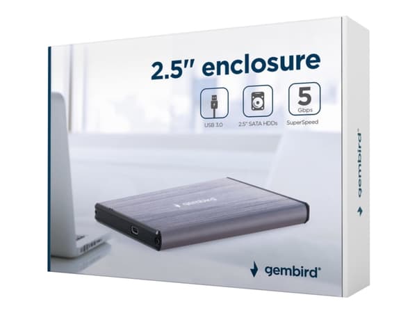 Gembird EE2-U3S-3-LG - Drevkabinett - 2.5" - SATA 6Gb/s - USB 3.0 - lysegrå