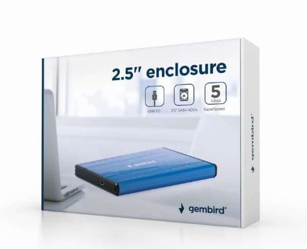 Gembird EE2-U3S-3-DB - Drevkabinett - 2.5" - SATA - USB 3.0 - mørkeblå