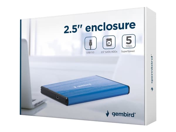 Gembird EE2-U3S-3-DB - Drevkabinett - 2.5" - SATA - USB 3.0 - mørkeblå